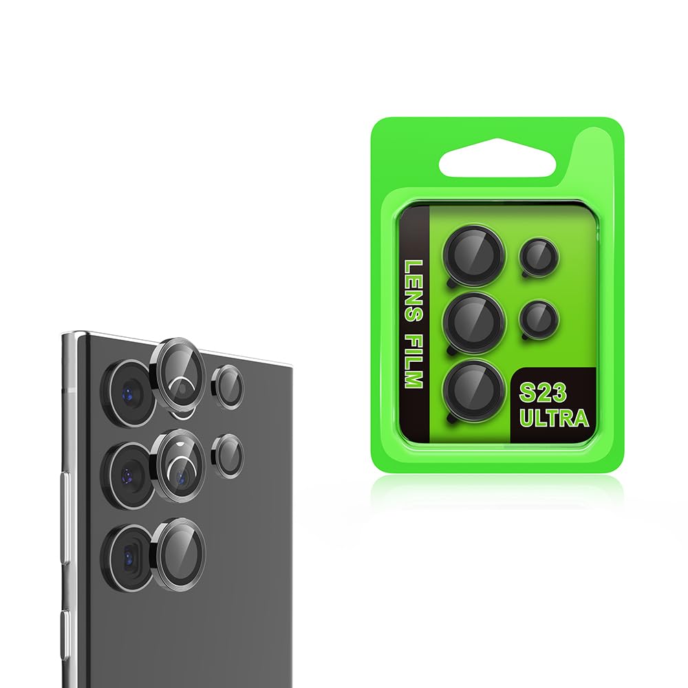 Zore Galaxy ile uyumlu S23 Ultra CL-07 Kamera Lens Koruyucu Siyah