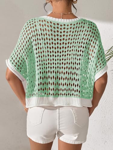 Crochet Tops for Women Floral Off Shoulder Hollow Out Pullover Sweaters 2025 Summer Swimsuit Knit Cover Ups4