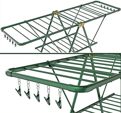 Foldable Clothes Drying Rack Foldable Portable Space Saving Clothes Drying Rack, Aluminium Drying Rack, Adjustable Height with Spread Wings, for Laundry, Bathroom, Balcony