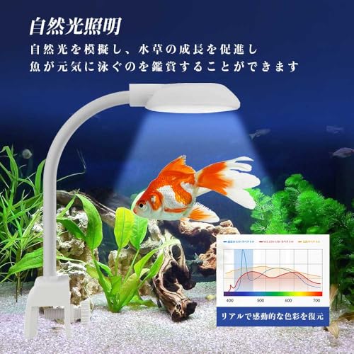 SELATO 水槽 ライト 小型 USB クリップライト 5W / 4色 / 3つモード/ 10段階調光 28個LEDビーズ アクアリウム用 水草育成 観賞魚飼育 (ホワイト) SLT108 の商品画像 4