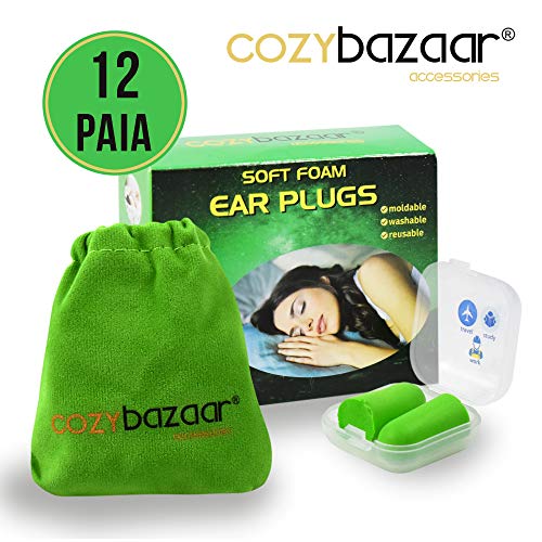 CozyBazaar® - Tappi Orecchie per dormire Riutilizzabili Lavabili Insonorizzanti per Viaggi in Aereo Treno per la Caccia il Tiro a segno e Protezione in Ambienti di Lavoro rumorosi.