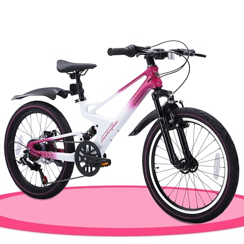 Lamborghini (ランボルギーニ) ジュニア・子供 ペダル式自転車 マウンテンバイク MTB 20inch 超軽量マグネシウム素材 シマノ shimano 7段変速 前後サスペンション セミブロックタイヤ 身長135cm以上適合 オシャレでカッコい