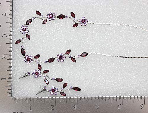 Image of Faship Gorgeous Rhinestone Crystal Floral Necklace Earrings Set