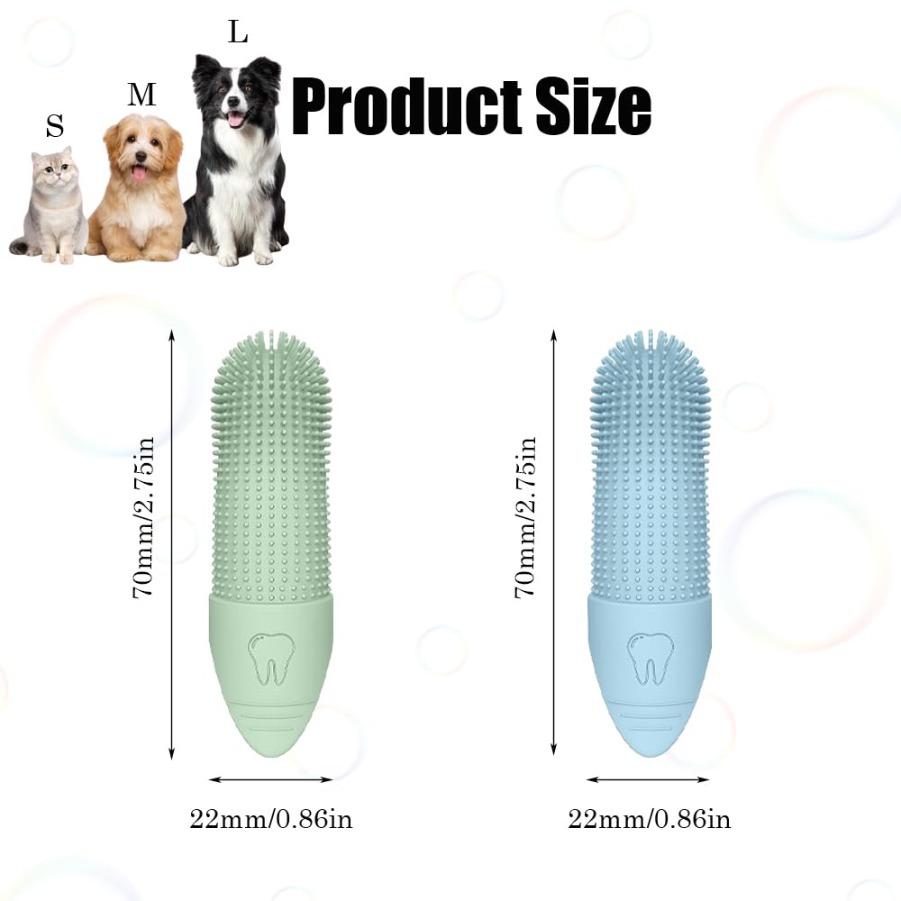 2 PCS Dog Finger Toothbrush Silicone Pets Teeth Cleaning Toothbrush 360° Bristles Dog Cat Dental Brushes Kit with Storage Cases for Teeth Cleaning Tartar Removal Fresh Breath and Gum Health - Image 2