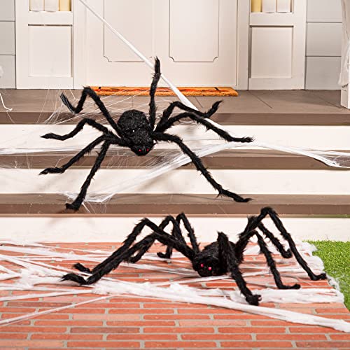 JOYIN Halloween Realistische haarige Spinnen Set (2 Pack), 119 cm Spinne Requisiten, gruselige Spinnen für Innen- und Außendekorationen – Ansicht 8