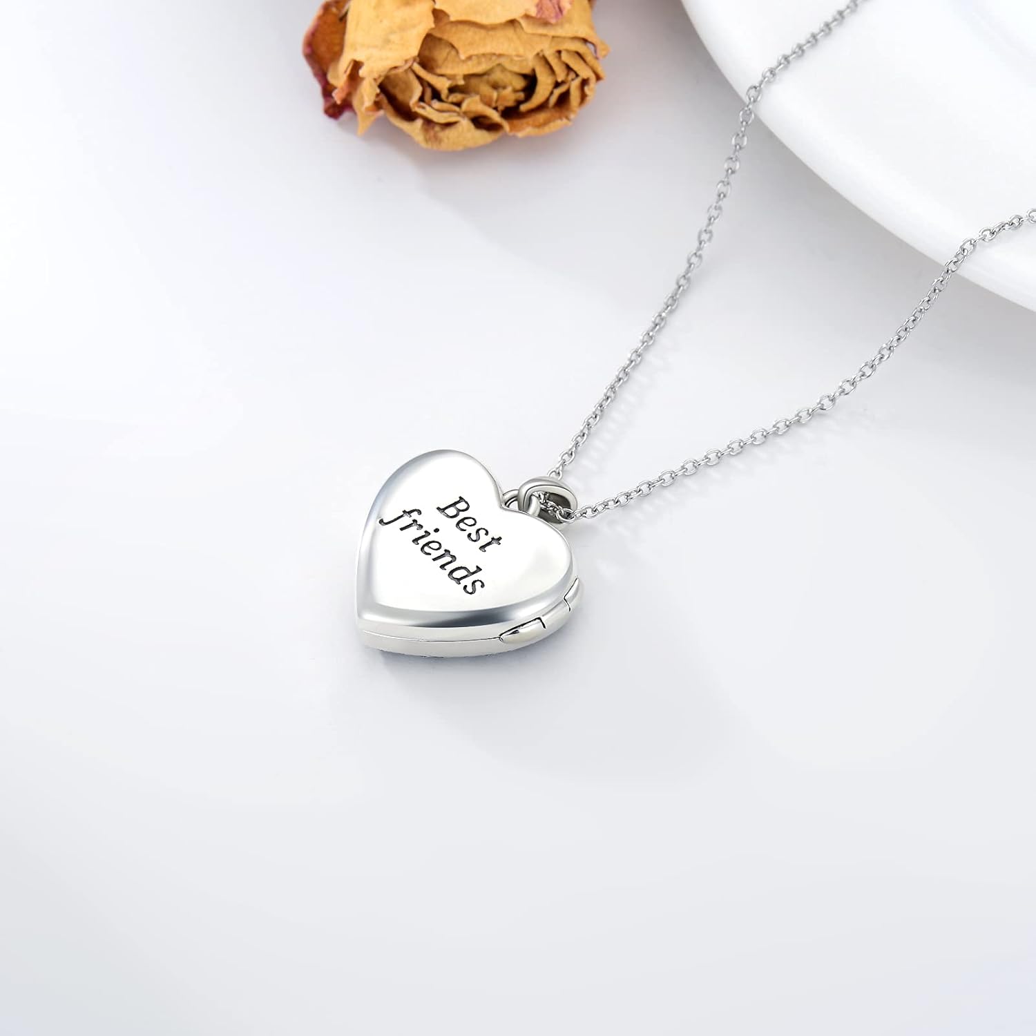 Rose/Daisy/Daffodil/Dog Paw Prints/Owl/Pineapple/Birth Flower Heart Locket Necklace That Holds Pictures 925 Sterling Silver Personalized Photo Jewelry Memorial Birthday Gifts for Women Aunt Niece Sister