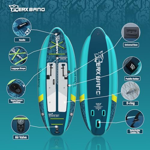 TIGERXBANG 11'x47''x8'' Inflatable Fishing Kayak, High-Performance Inflatable Kayak-Ideal for Water Fishing Activities, Equipped with Comfortable Seats and Camera Base Versatile Accessories - Image 3