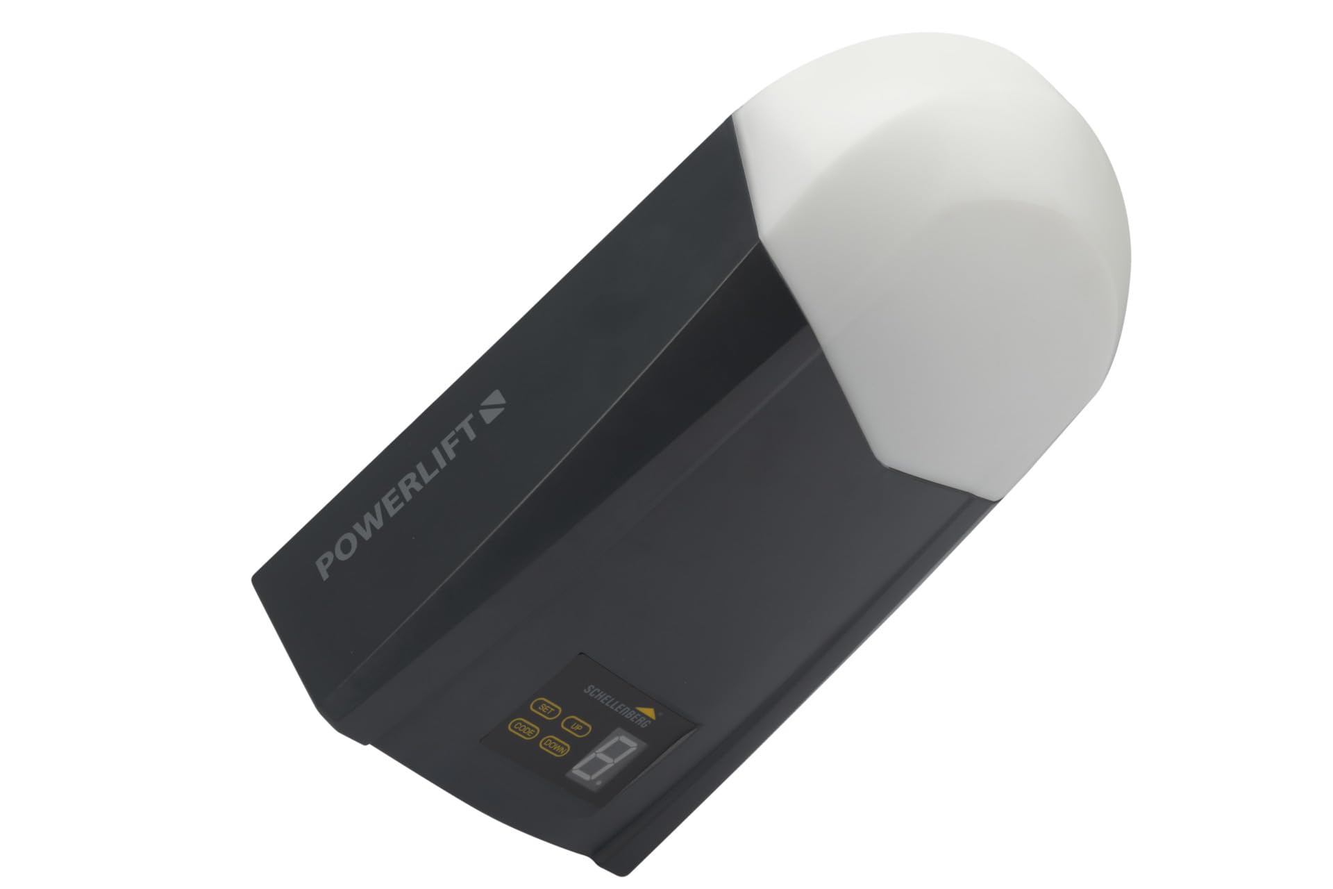 Schellenberg Motor para puertas de garaje Powerlift 800 N, Superficie máxima de la puerta 14 m², fuerza de tracción 800 N, Incluye 2 transmisores manuales de 4 canales de 433,92 MHz, 60302