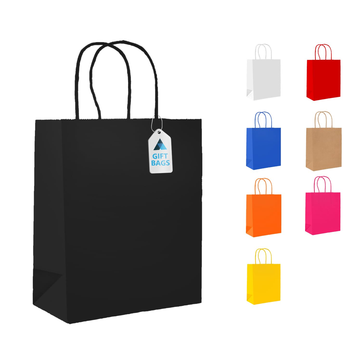 Nationwide Paper 200 Small Black Paper Bags, Party Bags, Gift bag DIY and Sweet bags with Strong Twisted Handles (18x9x22cm) — image 1