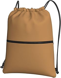 AkosOL Mochila de color marrón, material grueso, para actividades al aire libre, con cremallera, con cordón, repelente al agua, gran capacidad, correa de hombro ajustable para deportes, Negro -, Talla
