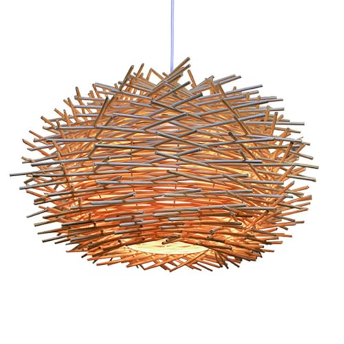 YGZPALH Grande Copertura del Lampadario Lanterna Intrecciata in bambù Luce A Sospensione Lampada A Sospensione Cesto in Legno Naturale Lampada A Sospensione Stile Vintage Vimini Artigianato Lampada