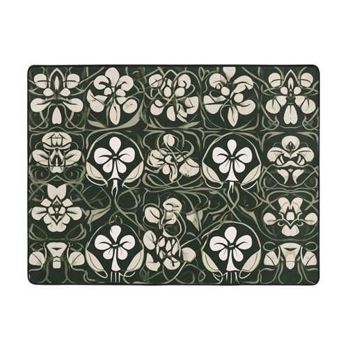 WZYWHJ Alfombra de área para sala de estar, alfombra antideslizante para guardería, alfombra de juego, 63 x 48 pulgadas, estampado de trébol Kyle