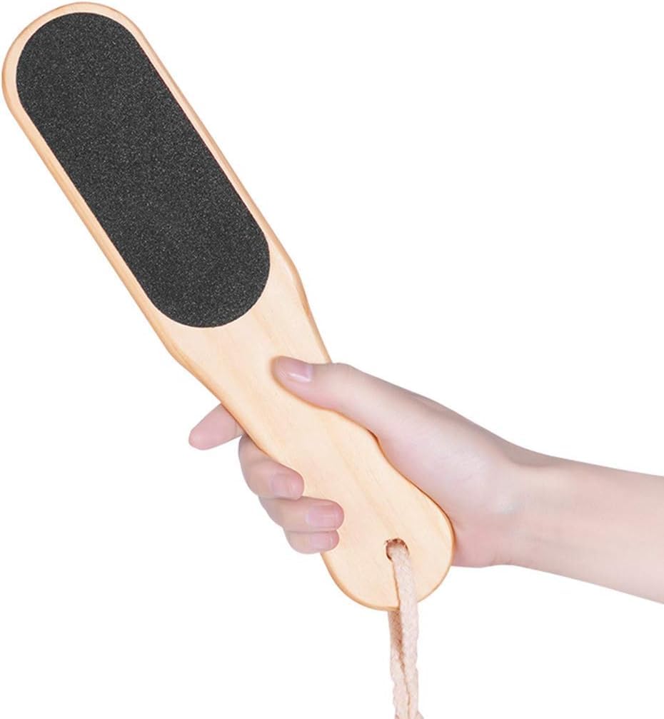 YOMNA Double-Sided Wood Foot Rasp Dead Skin Pedicure Scrubber Foot Rasp Hard Dead Skin Heel Callus Remover Wood Handle Pedicure Scrubber Tool for Men and Women