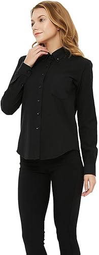 Miniatura 3 de MGWDT Camisa de Botones para Mujer de Manga Larga Blusa Camisa Oxford de Corte Clásico Tops de Algodón Resistente a las Arrugas (2XS-3XL)