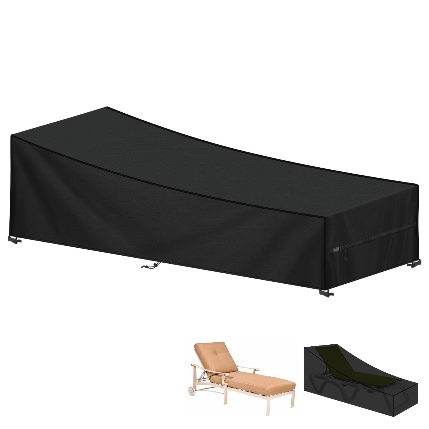 LAMUNI Sun Lounger Cover, Outdoor Sunbed Covers Waterproof 200x75x40/70cm