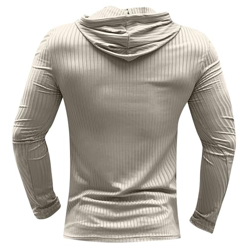 Maiyifu-GJ Men's Muscle Long Sleeve Hoodies Stretch Long Sleeve Hooded Sweatshirt Fashion Lightweight Ribbed Gym Shirt3