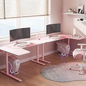EUREKA ERGONOMIC Pink L Shaped Gaming Desk, 60 Inch Large Home Office Corner PC Computer Table Study Writing Modern Workstation Girls Female Gifts L60 w Mouse Pad Cable Management, Space Saving, Left EUREKA ERGONOMIC Pink L Shaped Gaming Desk 60 Inch Large Home Office Corner PC Computer Table Study Writing Modern Workstation Girls Female Gifts L60 w Mouse Pad Cable Management Space Saving Left