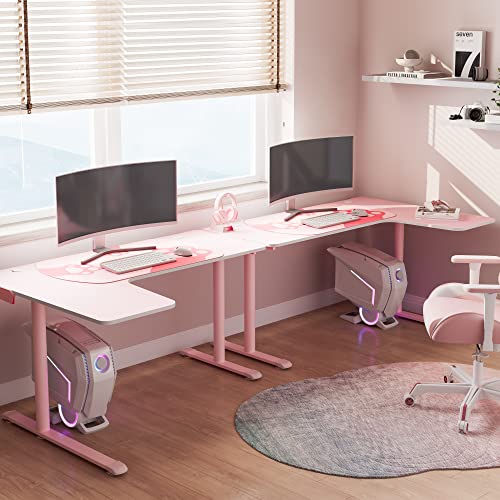 EUREKA-ERGONOMIC-Pink-L-Shaped-Gaming-Desk-60-Inch-Large-Home-Office-Corner-PC-Computer-Table-Study-Writing-Modern-Workstation-Girls-Female-Gifts-L60-w-Mouse-Pad-Cable-Management-Space-Saving-Left EUREKA ERGONOMIC Pink L Shaped Gaming Desk 60 Inch Large Home Office Corner PC Computer Table Study Writing Modern Workstation Girls Female Gifts L60 w Mouse Pad Cable Management Space Saving Left