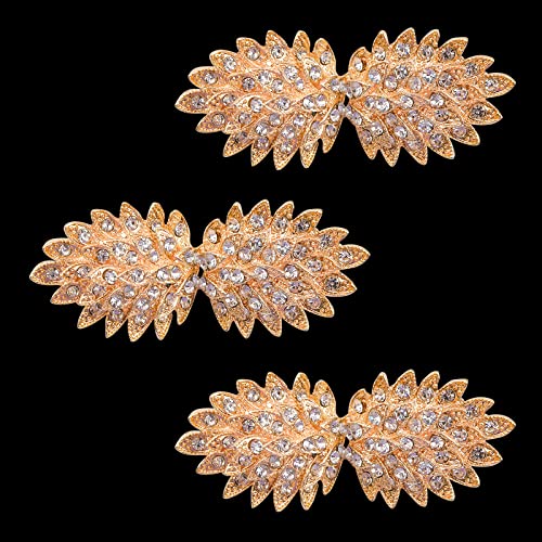 Craffancy Cloak Clasp Fasteners, 3 Pairs Gold Clips With Rhinestone Vintage Cape Sew On Hooks And Eyes Clasps Cardigan Clips For Clothing Sweater Shawl #TOP11