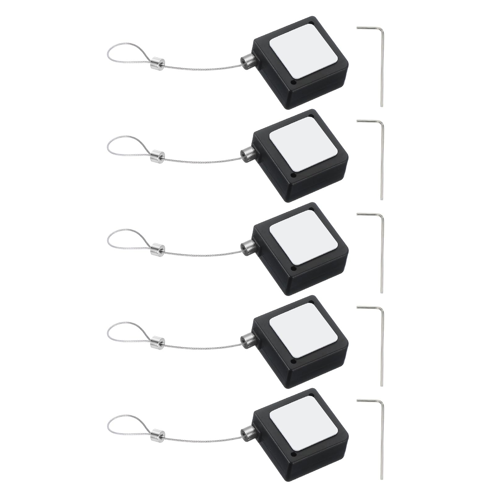 PATIKIL Retractable Remote Control Cable Tether (3.3ft / 1M, Black)(6 Set) Square Remote Control Security Lanyard Lock Adjustable Locking Leash with Rope Locks, Suit for - TVs/Tablets