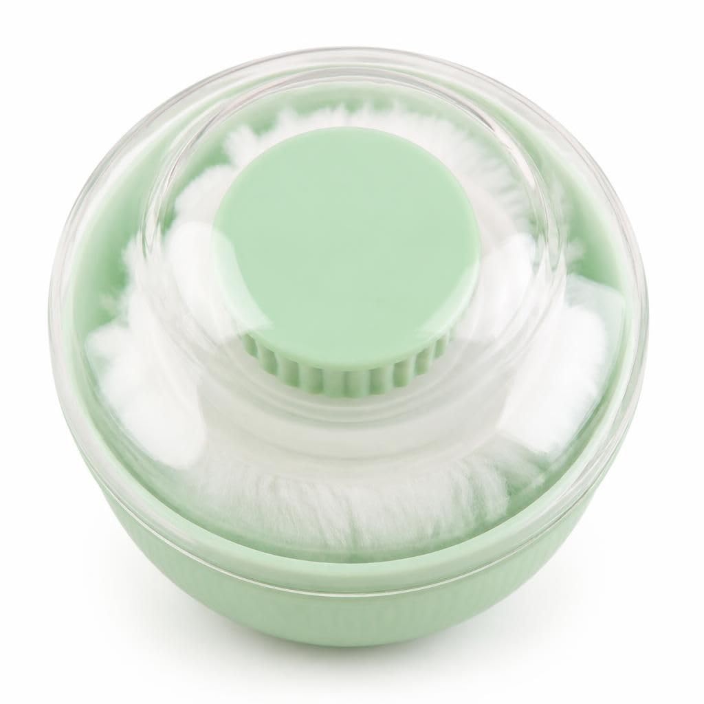 Empty Body Powder Puff and Container Powder Puff and Container Body Powder Container with Puff Refillable Powder Dispenser Cosmetic Powder Case Plastic Powder Puff Holder for Travel Home (Green)