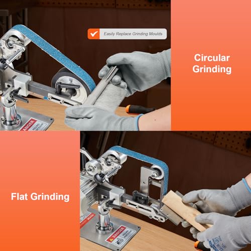 Image of VEVOR Belt Grinder Sander, 30 x 1-Inch Variable Speed Belt Polisher with VFD, 550W Polishing Grinding Machine with 2 Grinding Moulds & 3PCS Sanding Belts for Metalworking, Knife Making