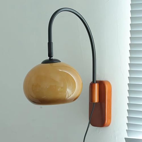 Aplique de pared moderno de mediados de siglo con enchufe - Lámpara de cristal blanco opalino, brazo flexible ajustable, estilo industrial vintage