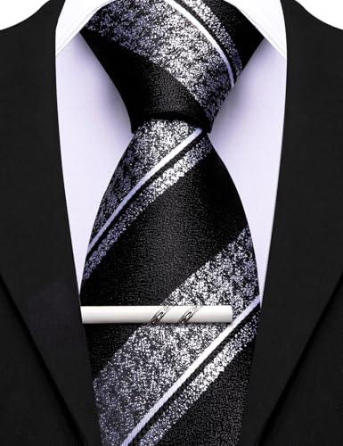 Image of Barry.Wang Mens 6 PCS Ties Silk Striped Paisley Check Floral Necktie Silky Woven Wedding Business Party Ties 3.34 inch