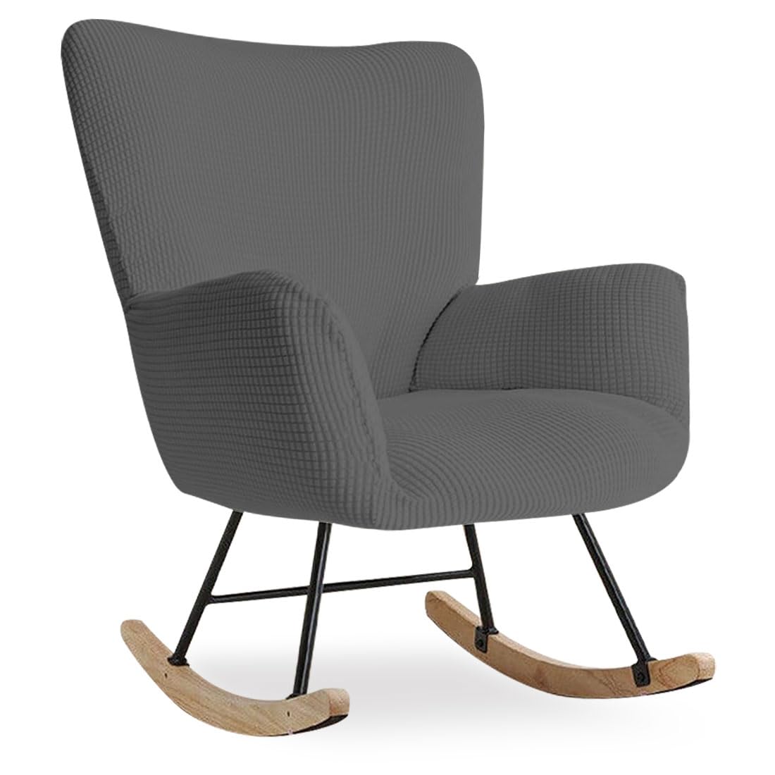 Nursery Rocking Chair Cover Stretch Glider Chair Covers Jacquard Modern Reading Chair Accent Slipcover Armchair Protector for Living Room Nursery Bedroom, Dark Gray