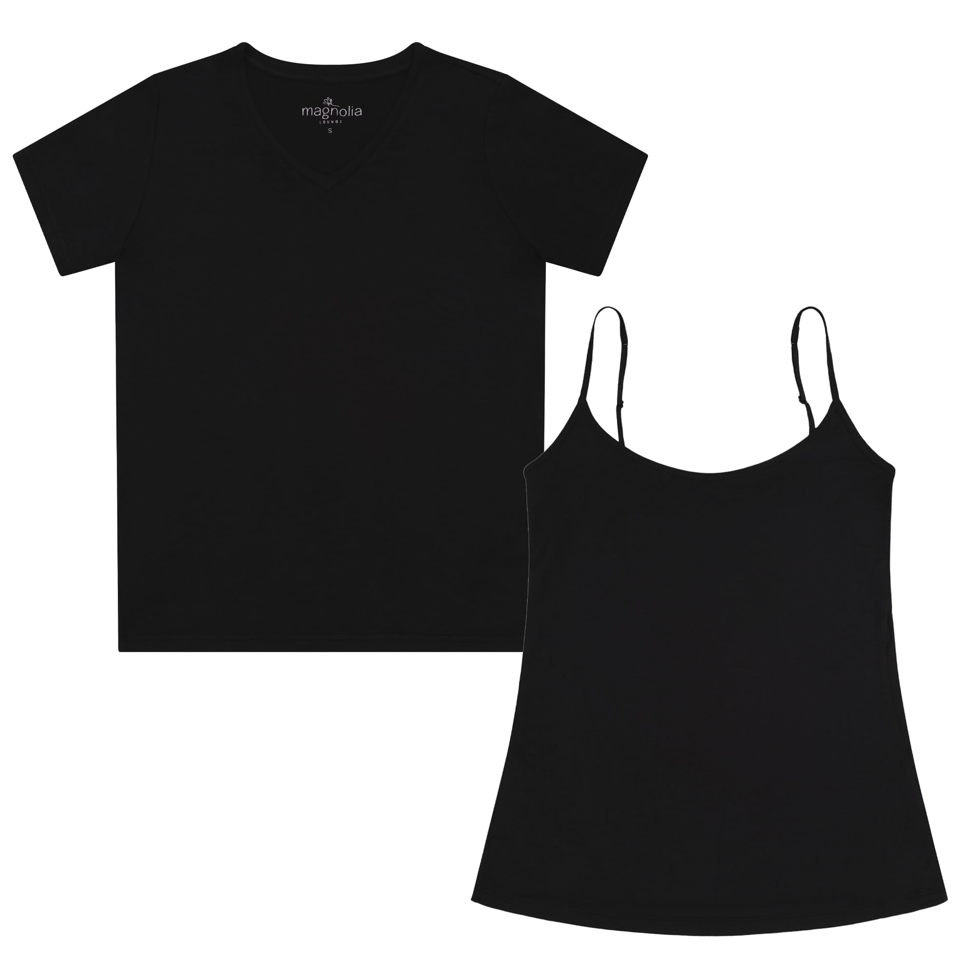 Magnolia Lounge Damen Bambus Top Set – Bambus T-Shirt, Camisole & Tank Top Damen, Kühlend Atmungsaktiv Feuchtigkeitsableitend, Leichtes Schlafshirt & Loungewear