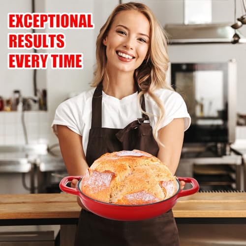 Teenyyou Enameled Cast Iron Dutch Oven with Lid Kits 12.6 ” Dutch Oven for Sourdough Bread Baking 4 Quarts Dutch Oven Pot Nonstick Thick Enamel Bread Pan with Dough Mixer, Bread Making Gift - Image 2