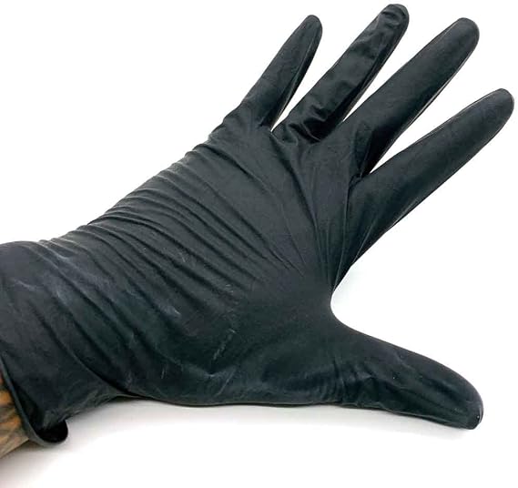 Element Tattoo Supply Black Tattoo Gloves - 100 Disposable Latex Gloves for Tattooing, Black Pearl (Extra Large)