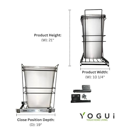 Miniatura 4 de Sistema de extracción de gabinete de basura individual de 35 cuartos (9 galones), 1 basura, cubo de reciclaje (gris) cromado pulido, kit de montaje