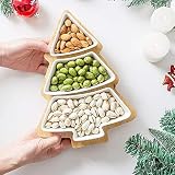 Bamboo Christmas Tree Tray, Ceramic Serving Dishes Set In Christmas Themed Design Serving Bowls for