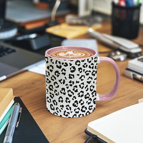 Taza de café con diseño de leopardo negro y blanco 11oz miniatura 5