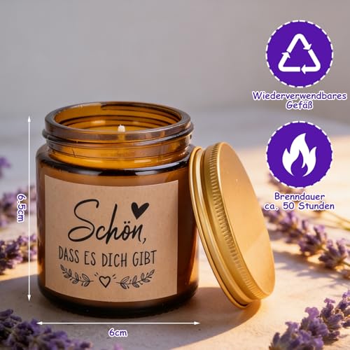 Lavendel Duftkerze Frühling, Dankeschön Geschenke, Duftkerze mit Spruch, Schön, DASS ES DICH DIBT, Geburtstag Kerzen für Paare Lehrerin Mama Freundin Oma, Abschiedsgeschenk Kollege