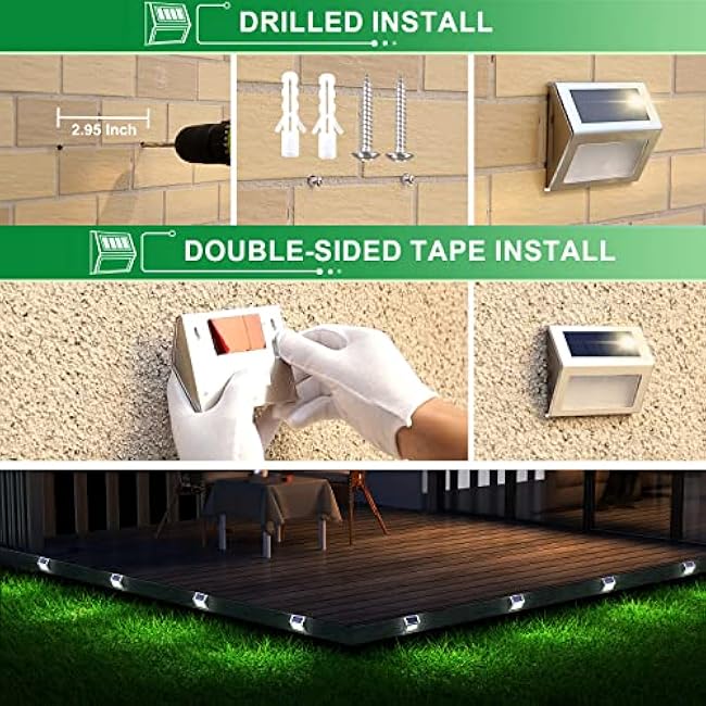 JSOT Outdoor Fence Lights Deck Lights Stairs Light Security Wall Lamps Cool White