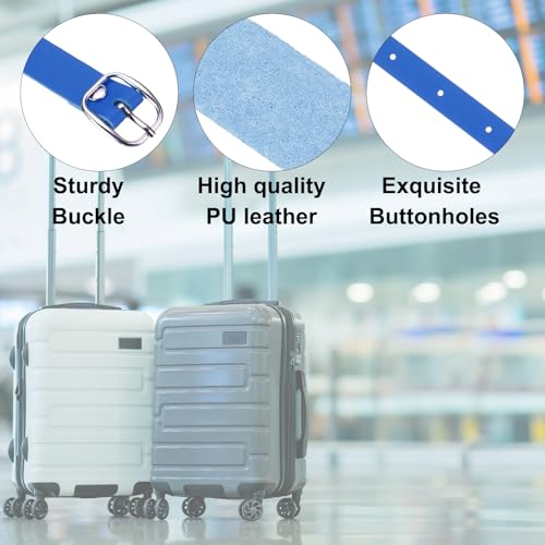 Image of PATIKIL Luggage Tag Strap, 10 Pcs PU Leather Extender Buckle Straps Luggage Tag Luggage Strap Tag Holder Adjustable for Suitcase Hanging Accessories Travel, Blue
