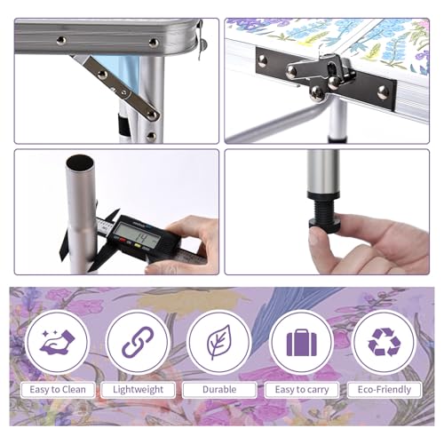 image for Yriuat Folding Camping Table 2ft Portable Pinic Table Adjustable Heigh