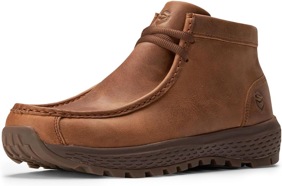 SUREWAY Men's Chukka Boots,Lightweight Durability Leather Moc Toe Work Boots，Fashion Hiking,Driving Shoes,Chelsea Boots for All-Weather Comfort (Office,Casual,Dress)