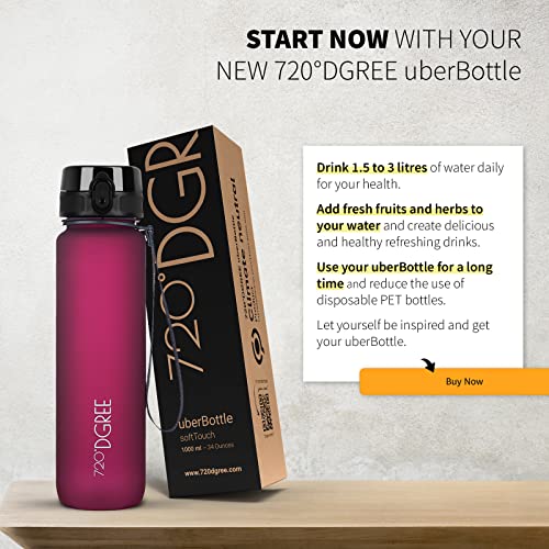 Image of 720DGREE Water Bottle 1.5 Liter inchuberBottle inch +Fruit-Sieve, SoftTouch - Water Bottle BPA-Free, Leak-proof, Reusable - Large XL Drinking Bottle, Sports Bottle for Gym, Fitness-Studio, Camping, Outdoor,