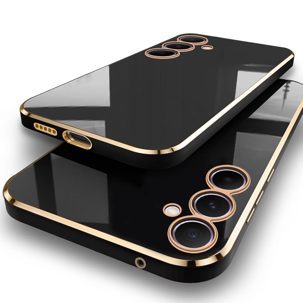 TheGiftKart Luxurious Golden-Plated Back Cover Case for Samsung Galaxy A35 5G | Raised Lips for Camera & Screen Protection | ShockProof Design | Stylish Back Cover Case for Samsung A35 5G (TPU, Black) (B0CW1LSV4G) Amazon Price History, Amazon Price Tracker