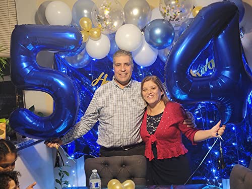 Image of Number Balloons Blue 4 Balloon 40 inch for 4th Birthday Party Decoration | Saturated Color, Large 40 in, With Inflation Straw & Hanging Hole, Great for Men's Party, Back-To-School Season, Pool Party