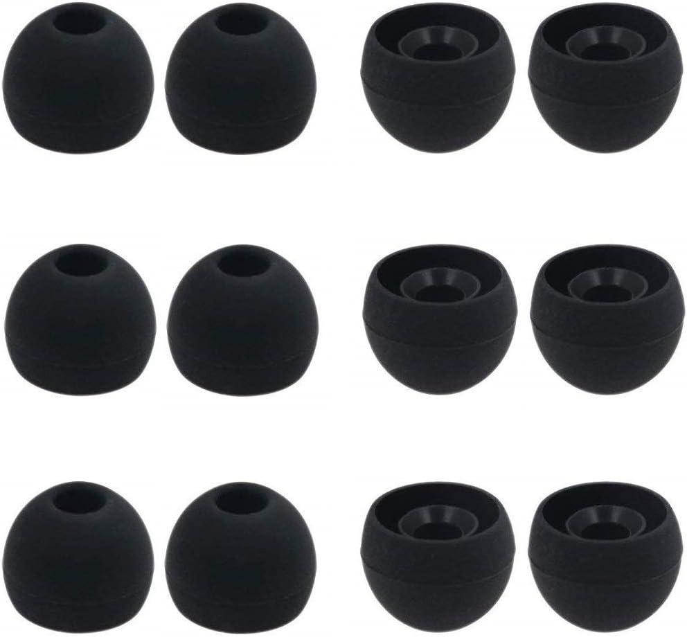 JNSA 6 Pairs Medium Size Silicone Eartips Eargels Earpads Ear Tips Gels Bud Compatible with S0NY WF 1000XM4 / 1000XM3 (Fit in The Charge Case) and Most in-Ear Headphones,M Size,Black S6PM