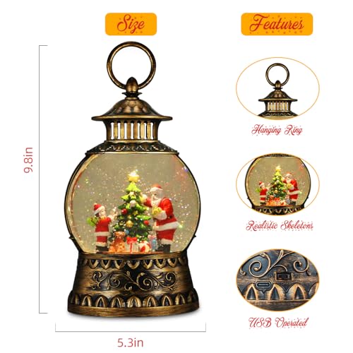 image for Aixuler Christmas Santa Snow Globe, Christmas Musical Snow Globe Lante