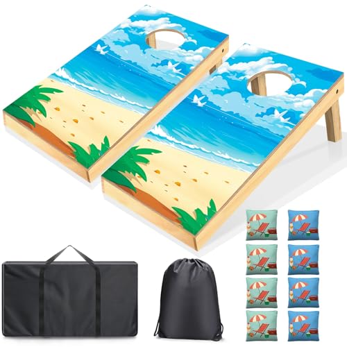 Planches de cornhole haut de gamme en bois massif et poufs résistants