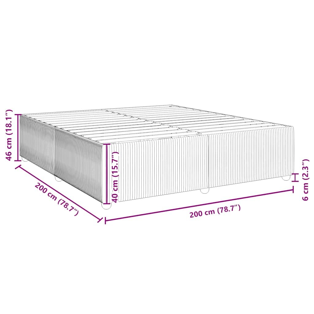 vidaXL Estructura Cama sin colchón Terciopelo Negro 200x200 cm