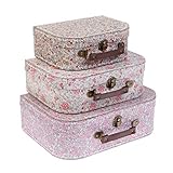 3 X Vintage Floral stunning storage suitcases