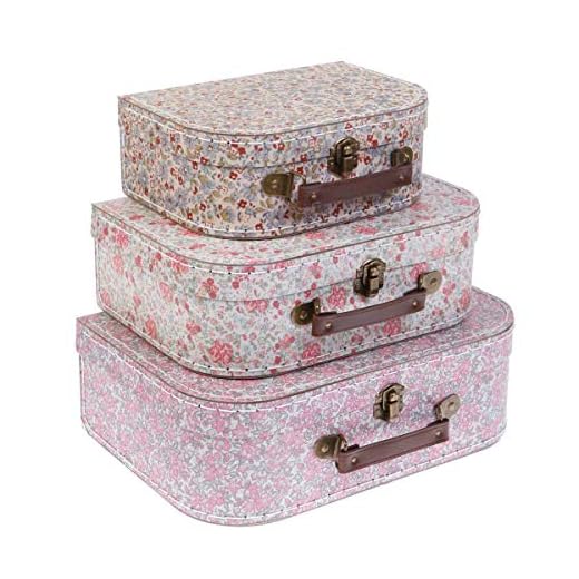 3 X Vintage Floral stunning storage suitcases
