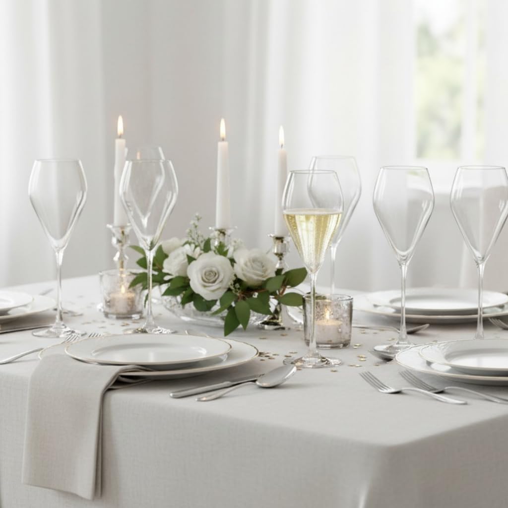 Champagnergläser 6 Gläser Set Serie Mode, Prosecco Glas mit moderner und markanter Form, spülmaschinenfest, Premiumqualität inklusive Glaspoliertuch
